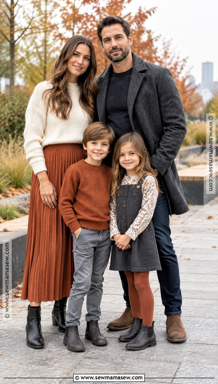 Terracotta and Charcoal Fall Family Outfit - 15 fall outfits for family pictures outside