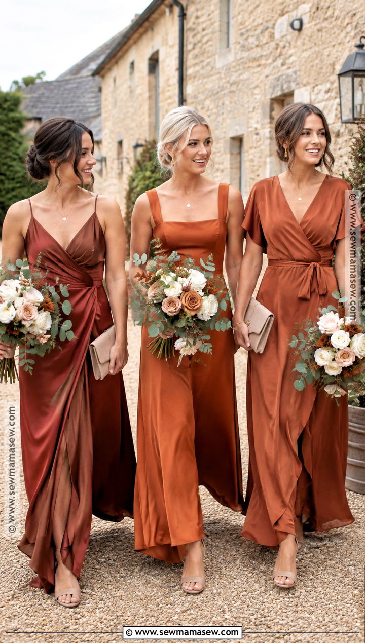 Terracotta and Rust Bridesmaid Dresses - 15 Fall Wedding Palette Bridesmaid Dress Ideas
