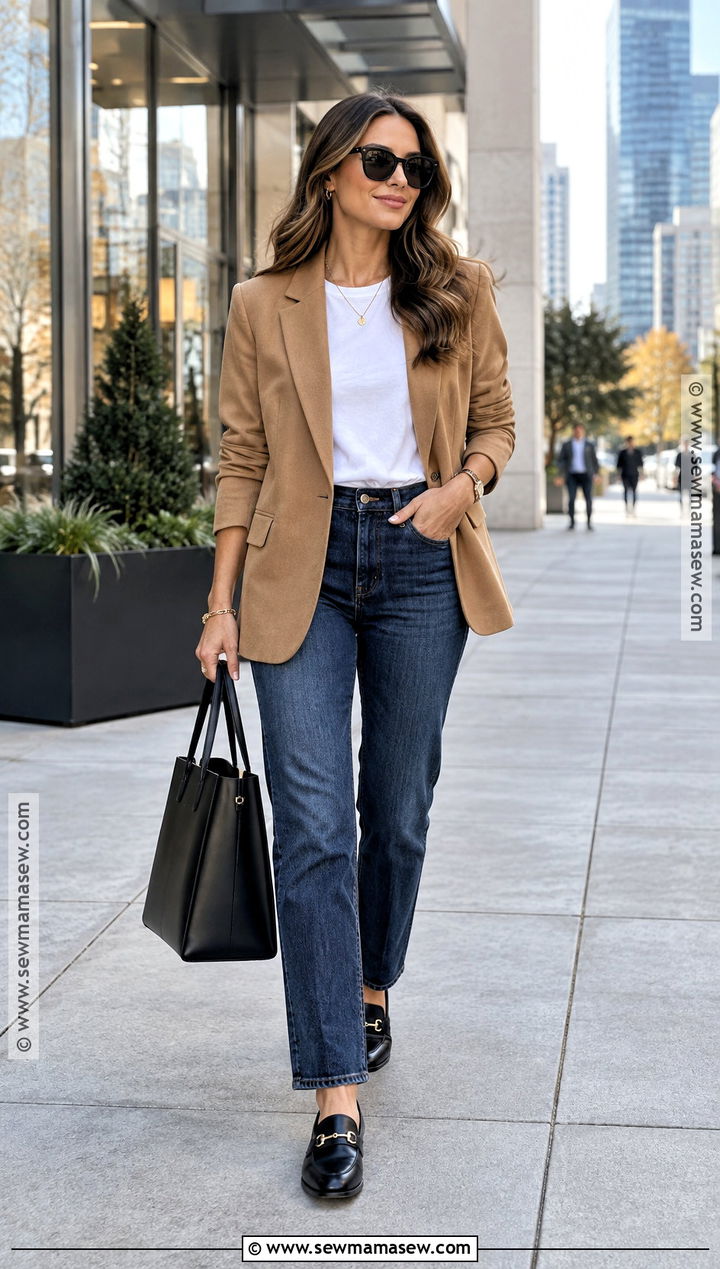 Texas November Blazer and Dark Jeans Outfit - 15 November Texas Outfits