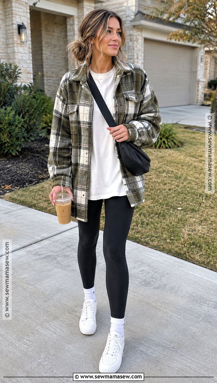 Texas November Shacket and Black Leggings Outfit - 15 November Texas Outfits