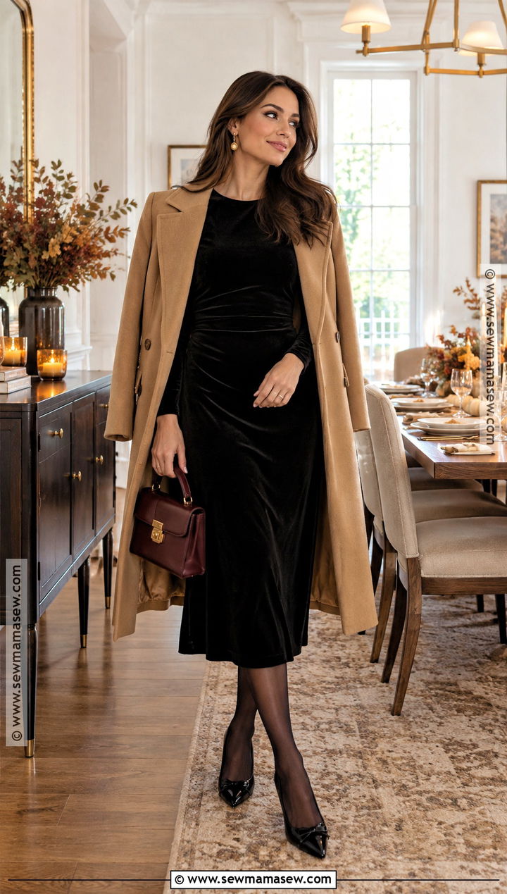 Thanksgiving Black Velvet Dress Outfit - 25 thanksgiving dress ideas