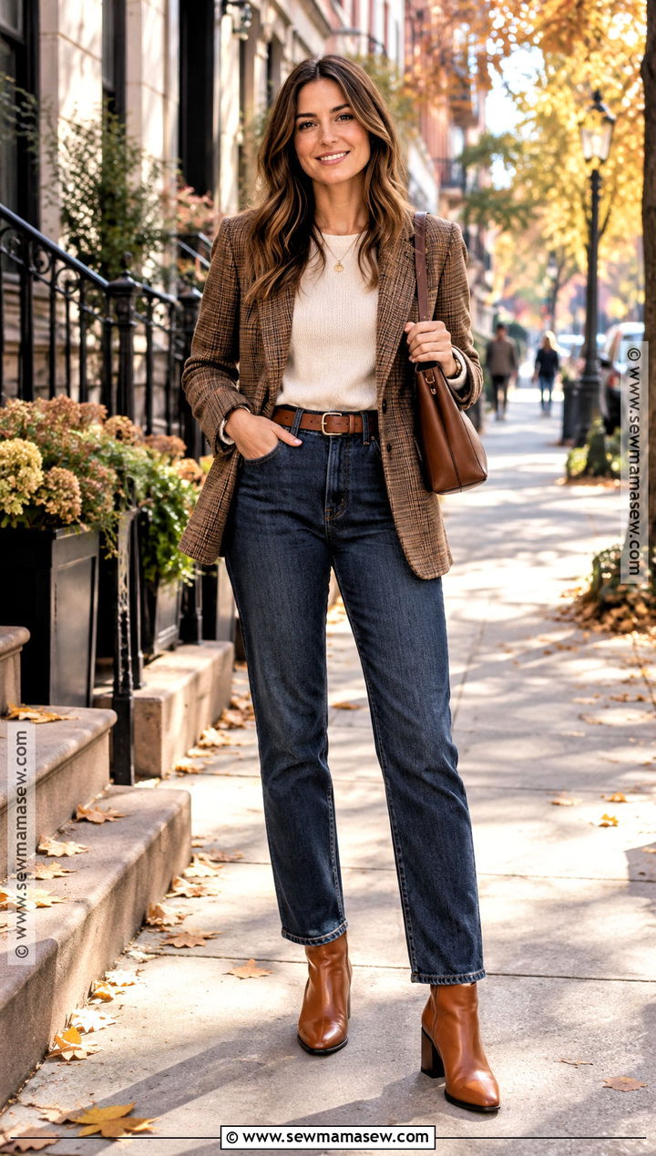 Thanksgiving Blazer And Dark Wash Jeans Outfit - 25 outfits for thanksgiving