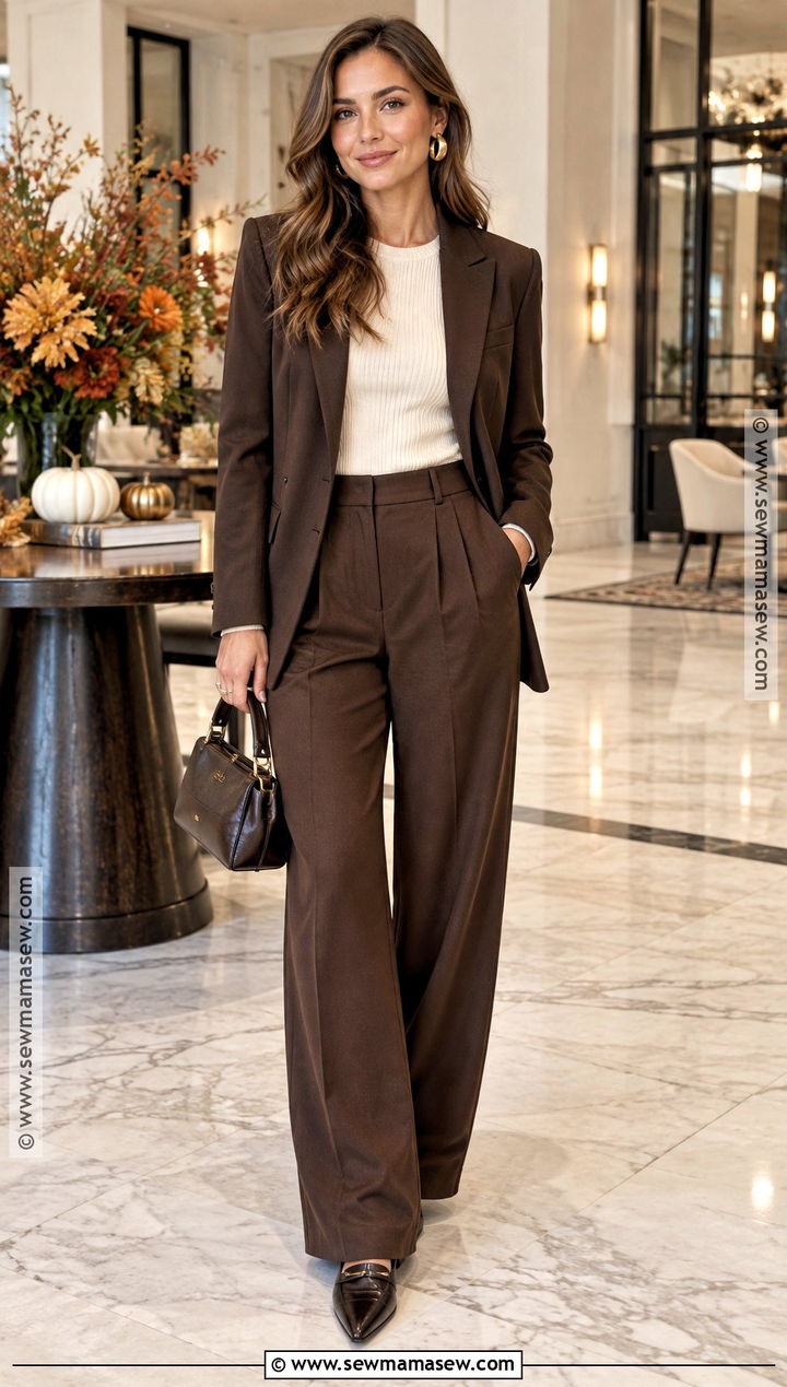 Thanksgiving Blazer And Relaxed Trousers Outfit - 20 Outfit For Thanksgiving Dinner Ideas