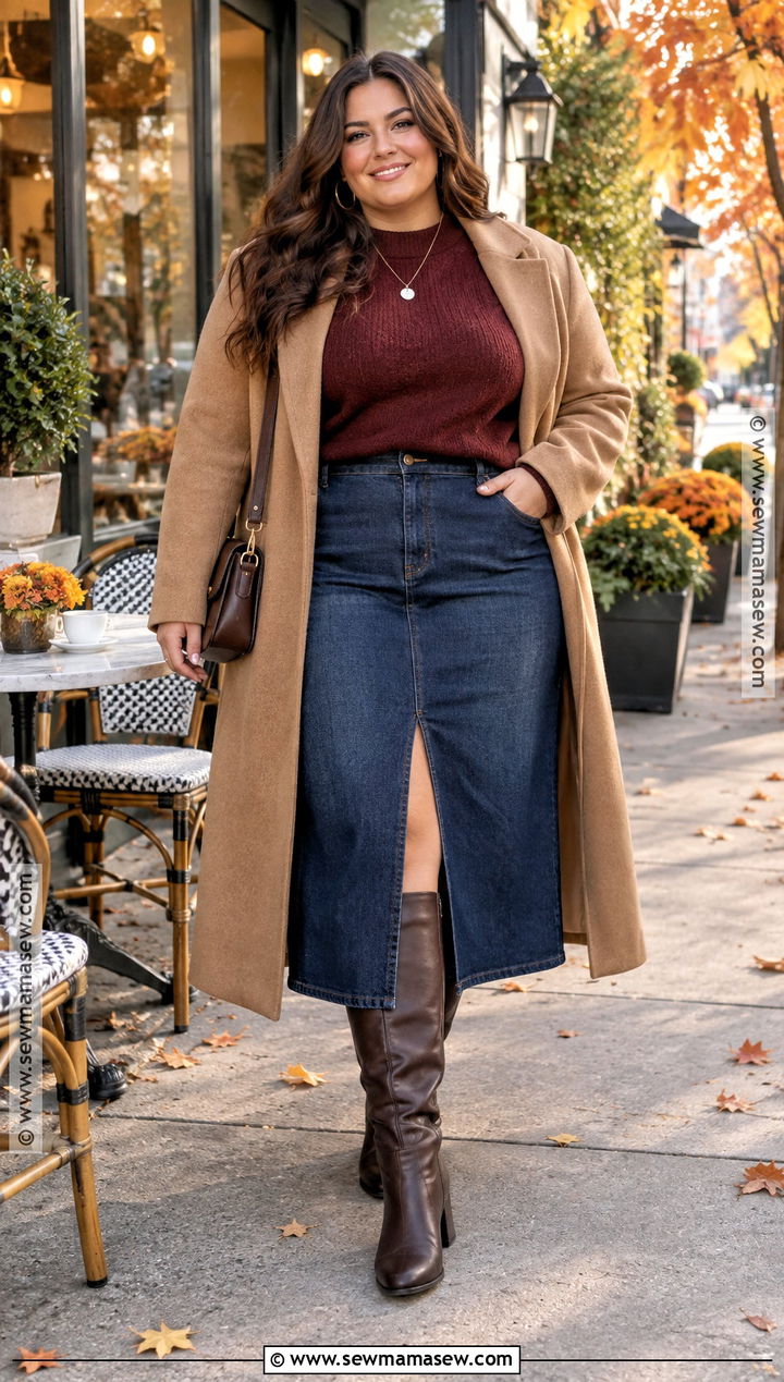 Thanksgiving Break Denim Skirt Outfit - 15 Thanksgiving Break Outfits