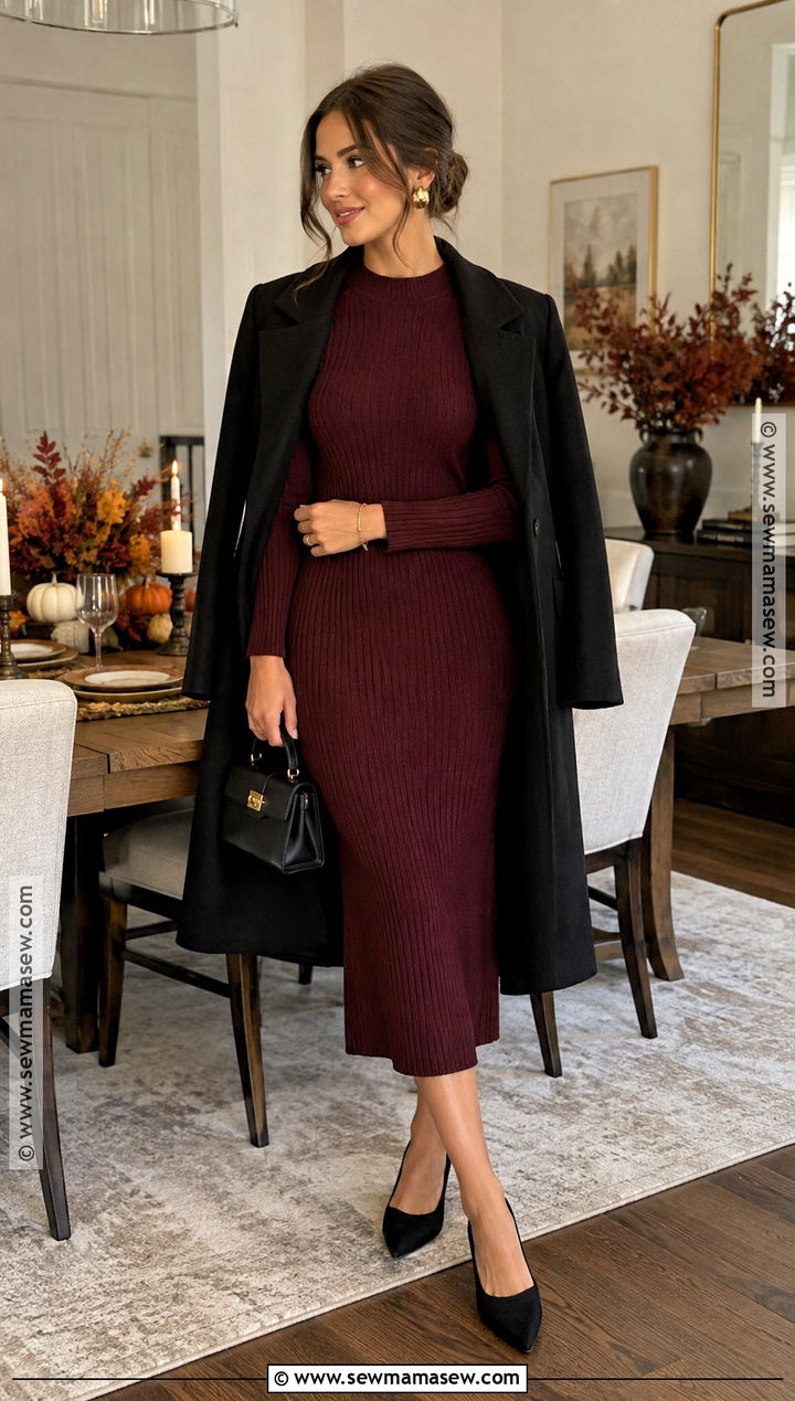 Thanksgiving Burgundy Dinner Party Outfit - 15 Thanksgiving Theme Party Outfit Ideas