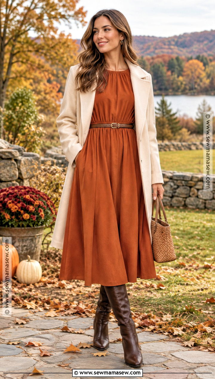 Thanksgiving Burnt Orange Dress Outfit - 25 thanksgiving dress ideas