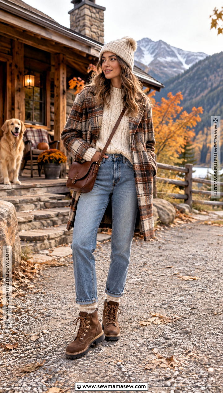 Thanksgiving Cabin Outfit With Sweater And Jeans - 15 Thanksgiving Vacation Outfits