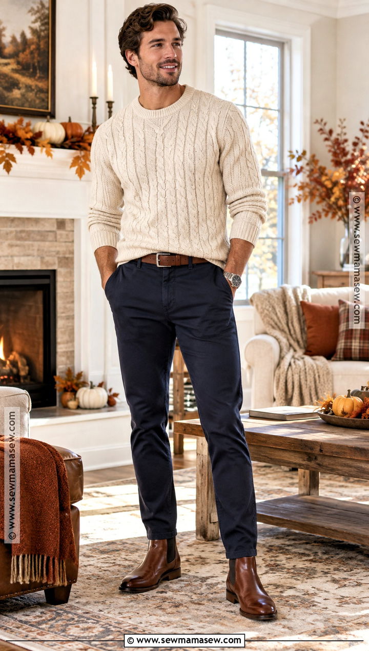 Thanksgiving Cable Knit Sweater Outfit - 20 thanksgiving outfit ideas for men