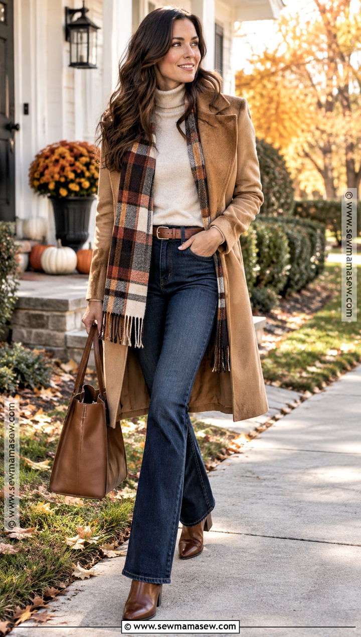 Thanksgiving Camel Coat With Jeans And Boots - 20 Thanksgiving Outfit With Boots