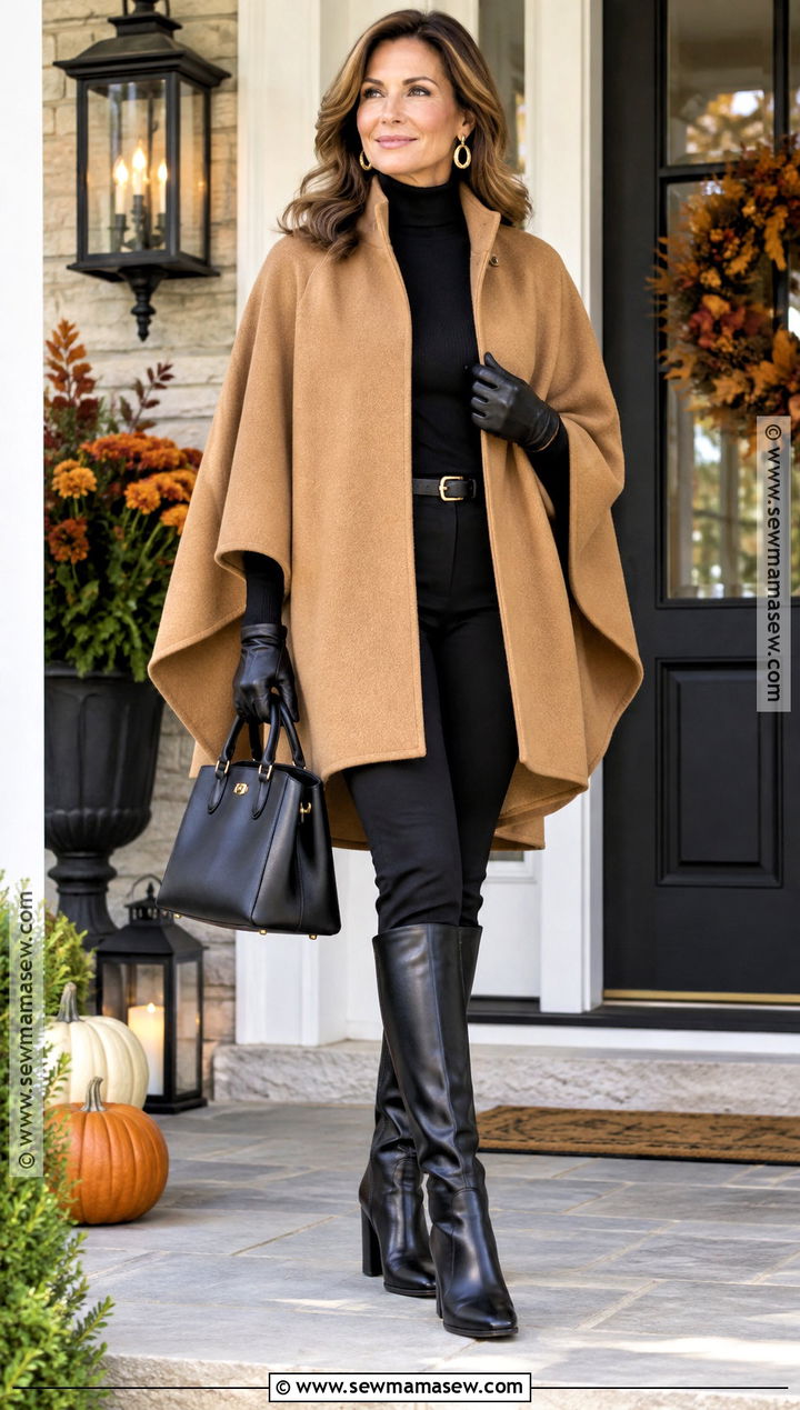 Thanksgiving Cape And Slim Pants Outfit - 25 Trendy Thanksgiving Outfits
