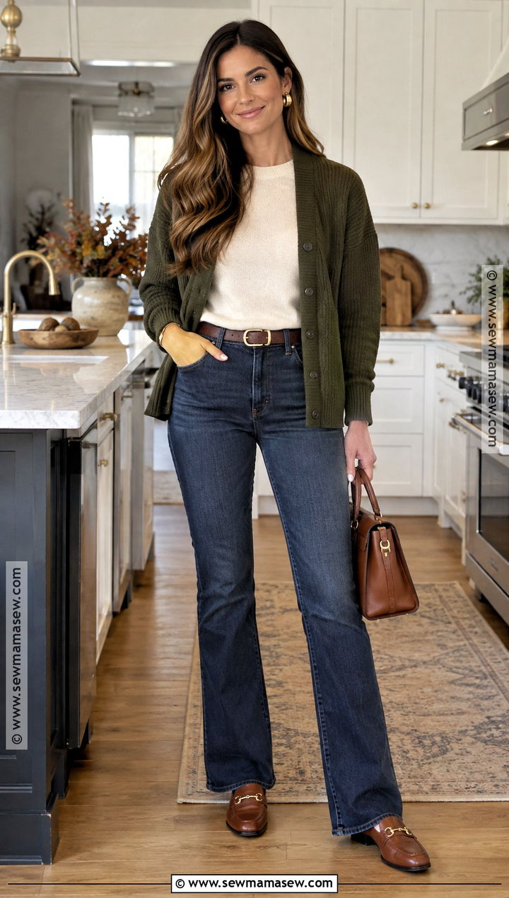 Thanksgiving Cardigan And Dark Wash Jeans Outfit - 20 Outfit For Thanksgiving Dinner Ideas