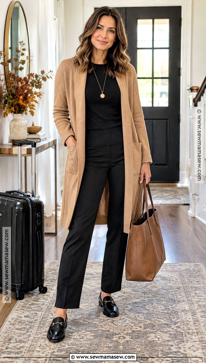 Thanksgiving Coatigan And Stretch Pants Outfit - 25 Trendy Thanksgiving Outfits