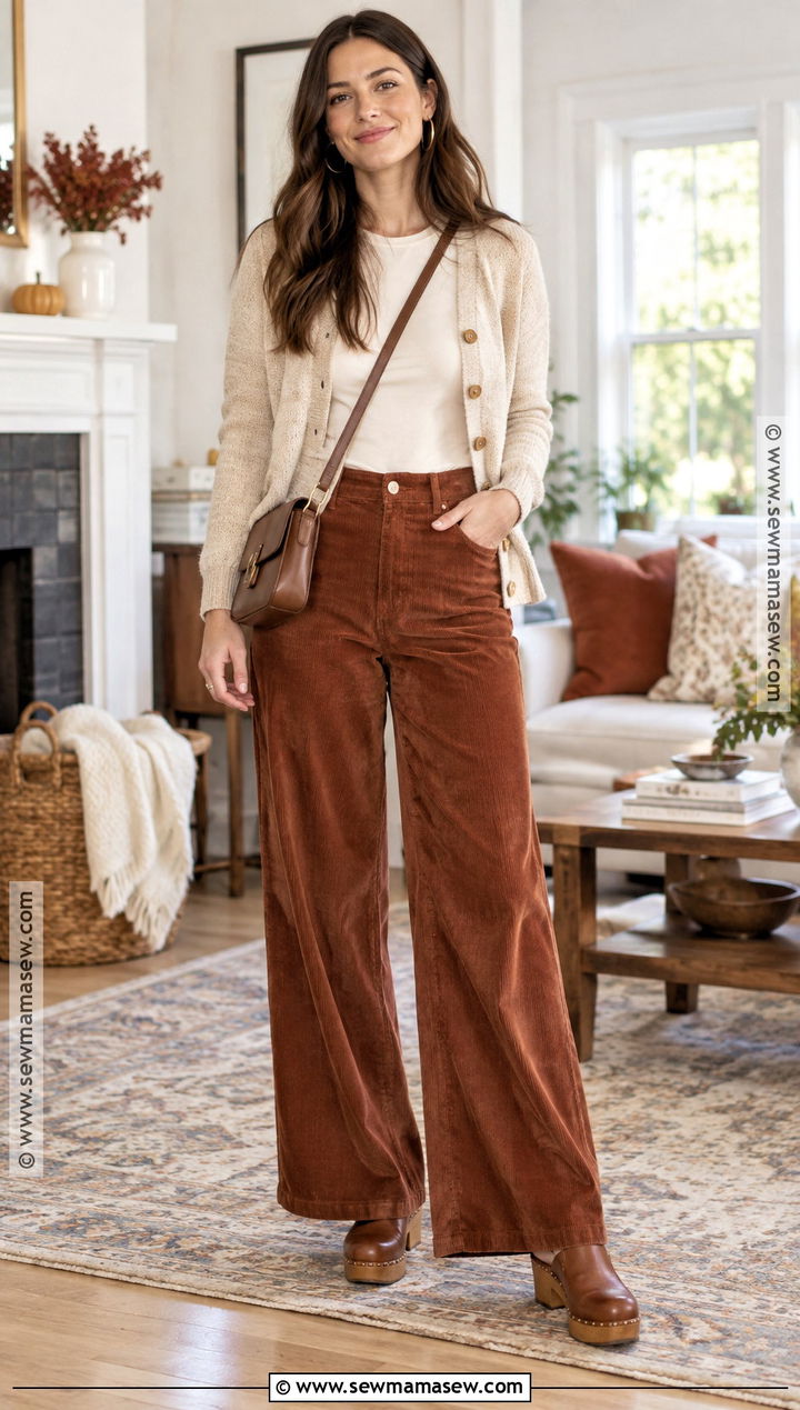 Thanksgiving Corduroy Pants With Cardigan - 20 thanksgiving party outfits