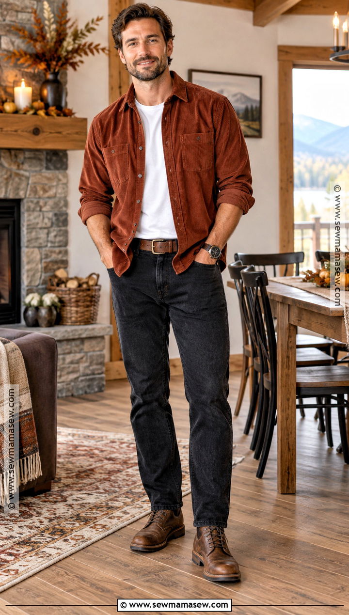 Thanksgiving Corduroy Shirt Outfit - 20 thanksgiving outfit ideas for men