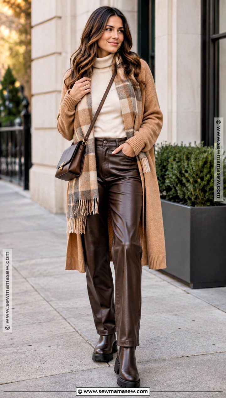Thanksgiving Faux Leather Pants Outfit - 20 Thanksgiving Outfit Cold Ideas