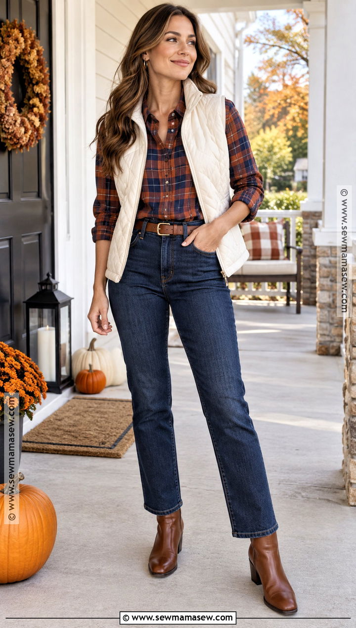 Thanksgiving Flannel Shirt And Dark Jeans Outfit - 20 cute outfit for thanksgiving ideas