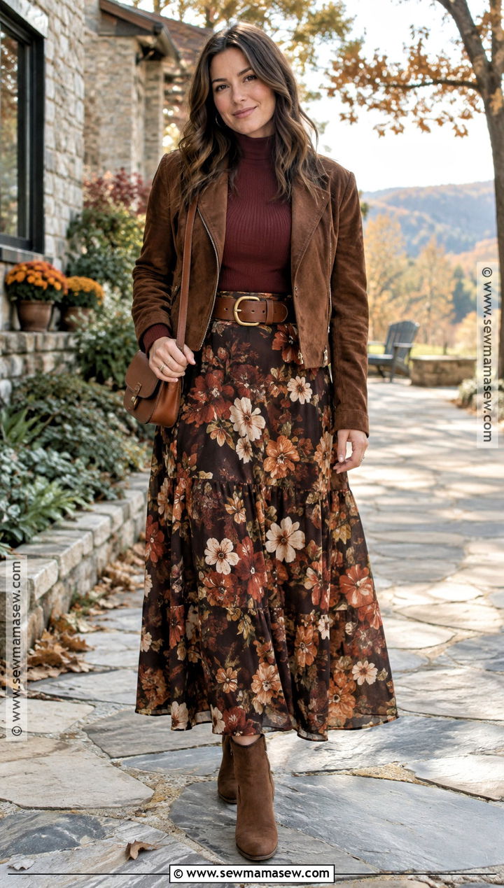Thanksgiving Floral Maxi Skirt Outfit - 25 thanksgiving outfit skirt ideas