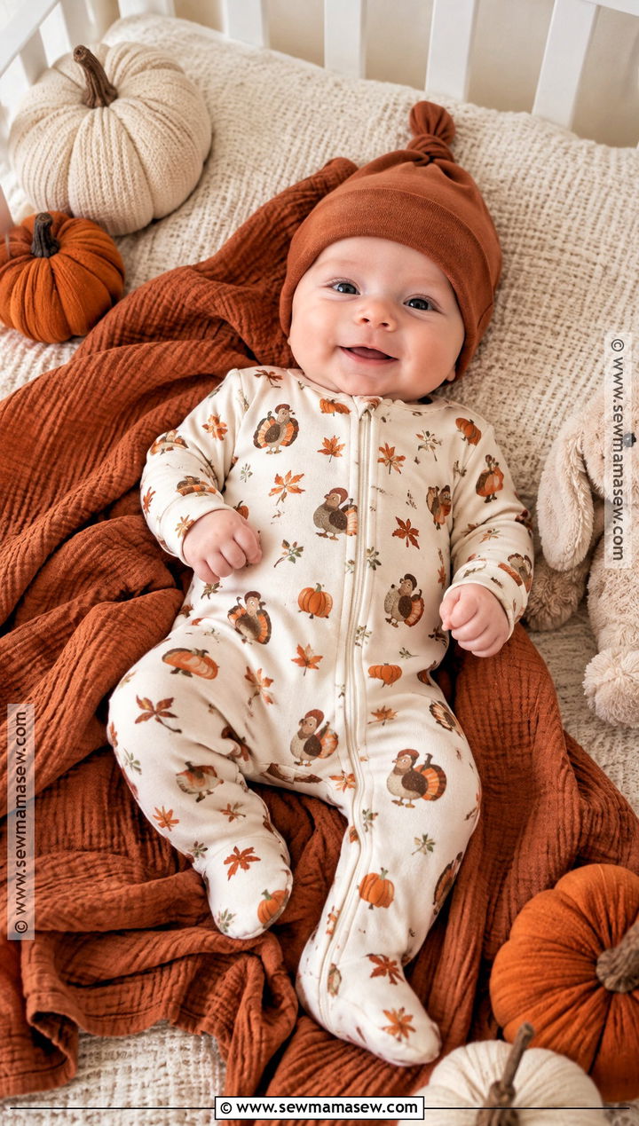 Thanksgiving Footie Pajamas - 15 newborn first thanksgiving outfit ideas