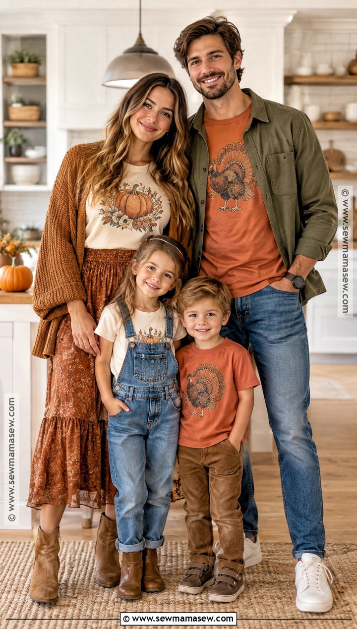 Thanksgiving Graphic Tees and Denim Family Outfit - 20 thanksgiving outfit ideas for family