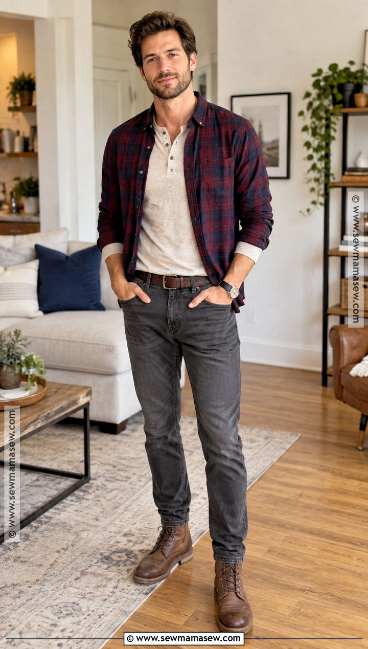 Thanksgiving Henley And Overshirt Outfit - 20 thanksgiving outfit ideas for men