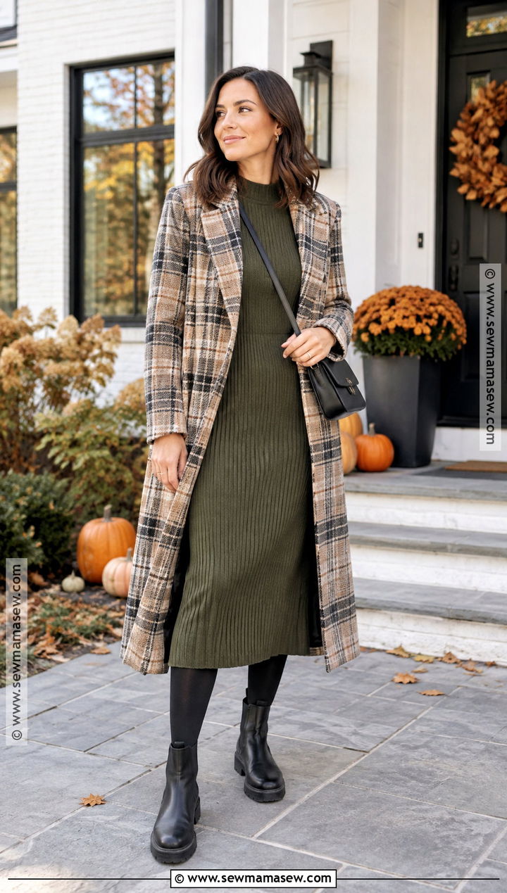 Thanksgiving Knit Midi Dress With Chelsea Boots - 15 dress thanksgiving outfit ideas