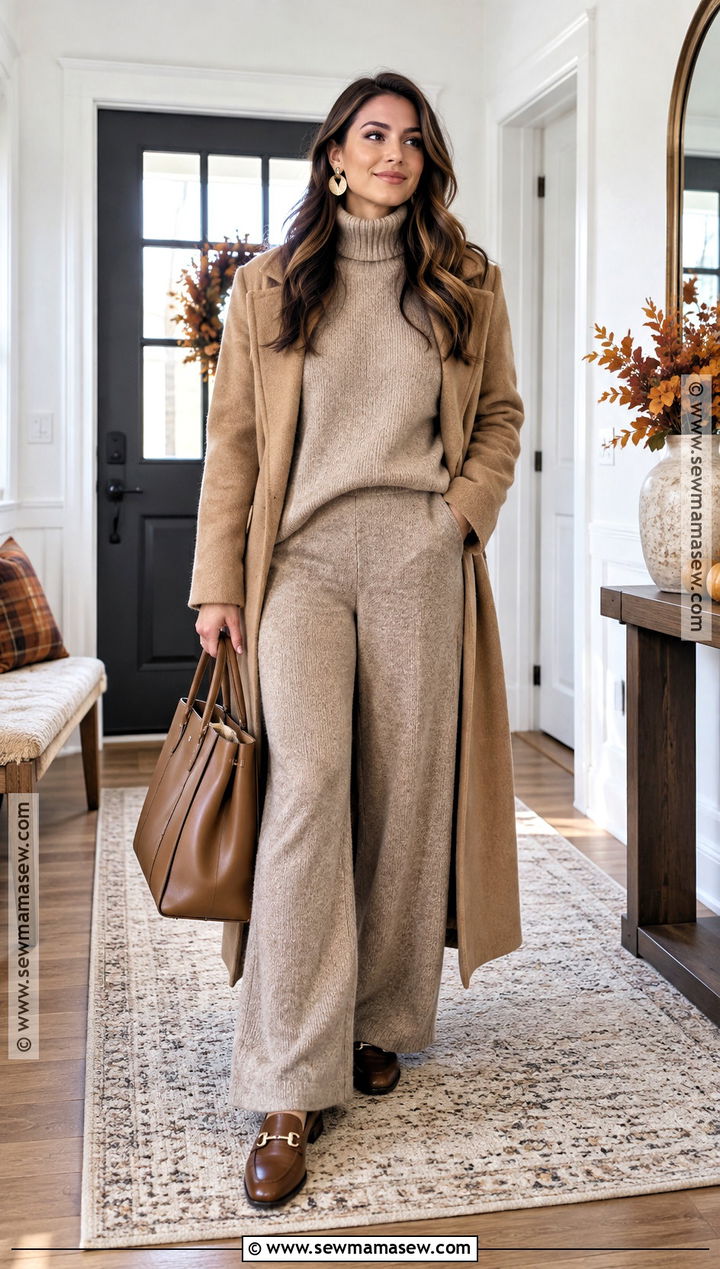 Thanksgiving Knit Set And Leather Loafers - 20 fall outfits thanksgiving