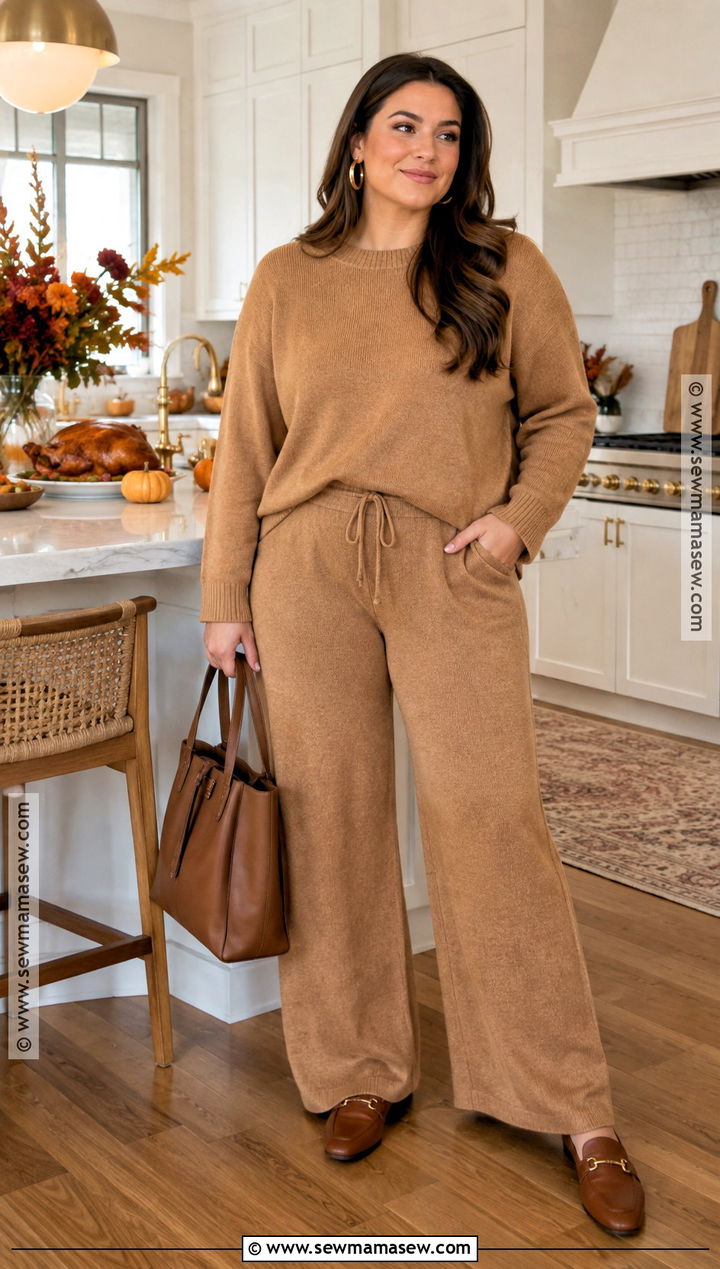 Thanksgiving Knit Set With Loafers - 20 thanksgiving party outfit ideas