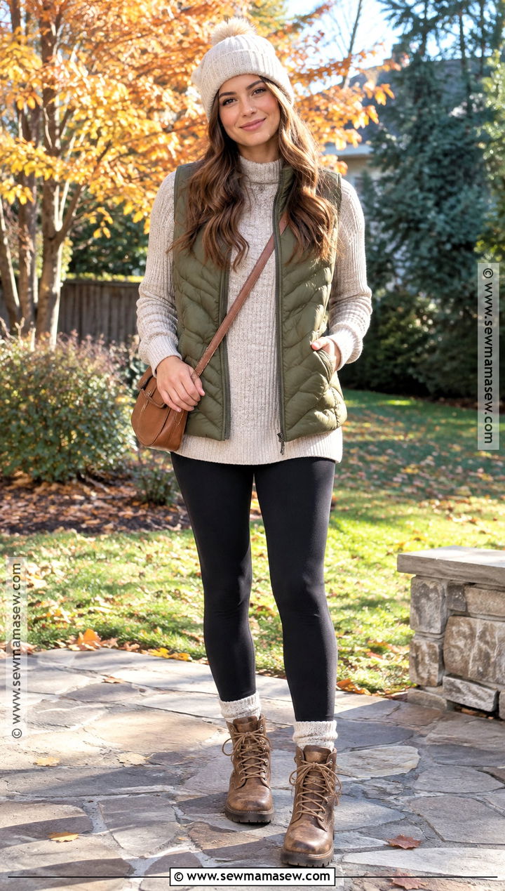 Thanksgiving Leggings Outfit With Puffer Vest - 20 Thanksgiving Outfit Leggings