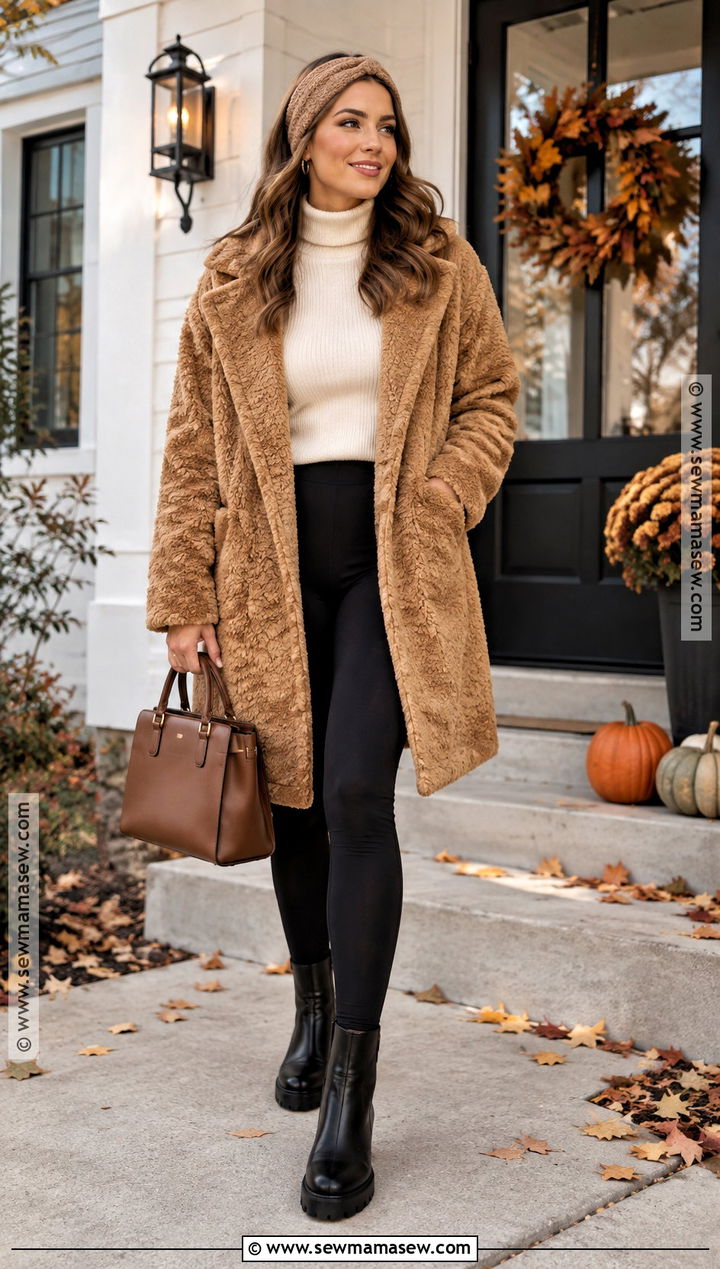 Thanksgiving Leggings Outfit With Teddy Coat - 20 Thanksgiving Outfit Leggings