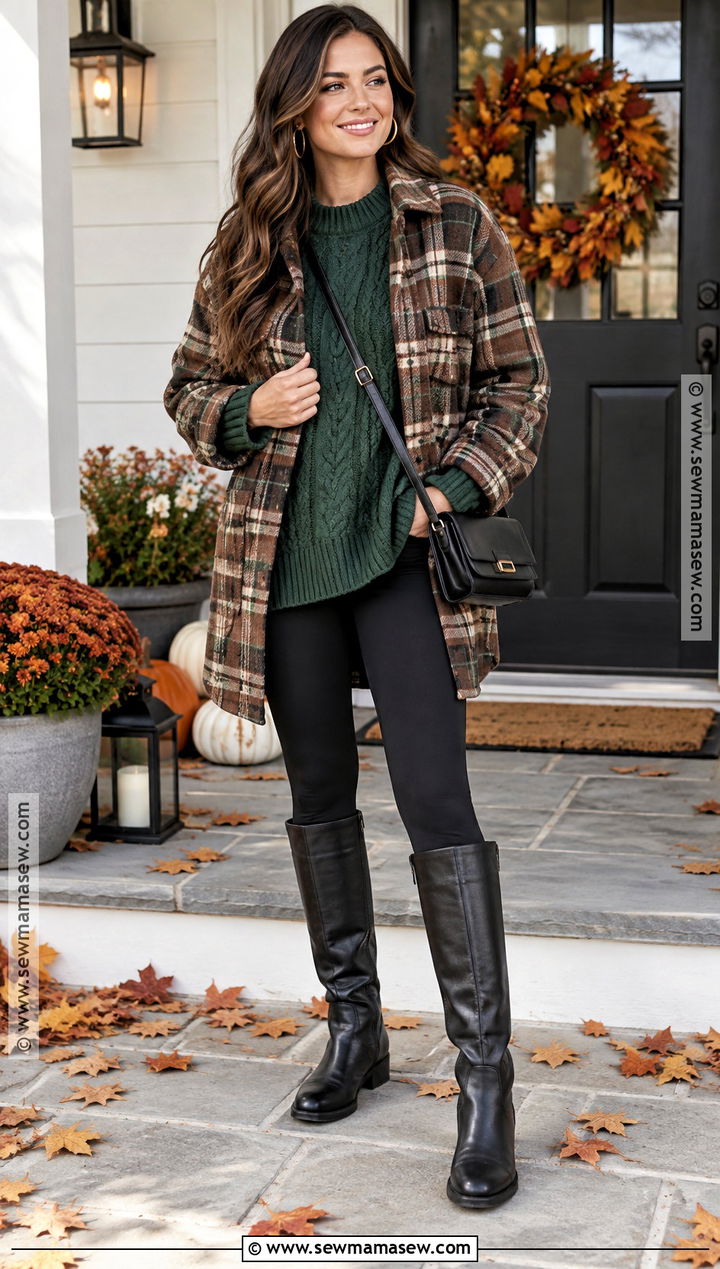 Thanksgiving Leggings With Oversized Sweater - 15 outfit inspo for thanksgiving ideas