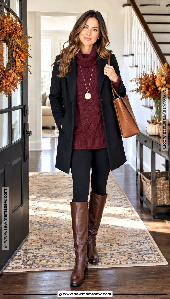 Thanksgiving Leggings With Tunic Sweater - 20 thanksgiving party outfits