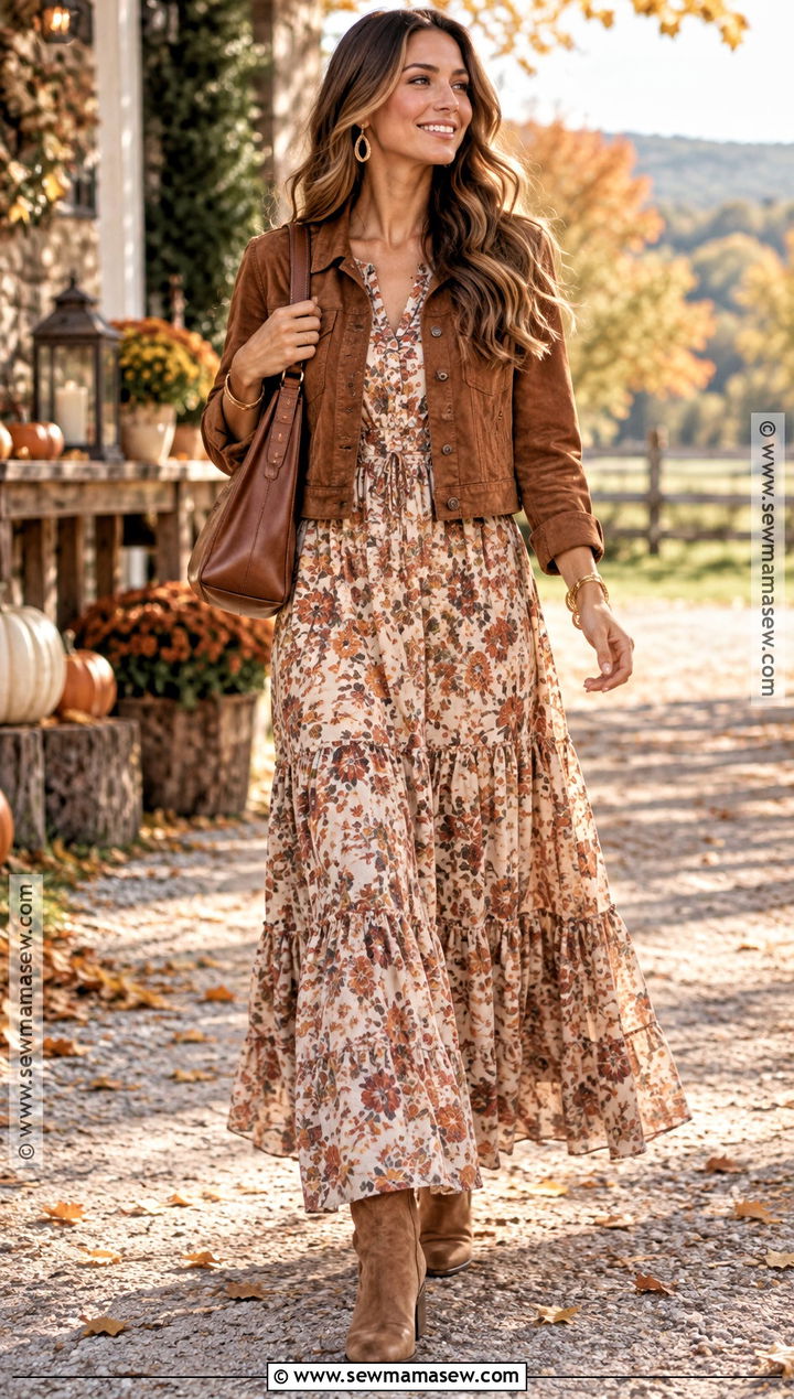 Thanksgiving Long Sleeve Maxi Dress Outfit - 25 thanksgiving dress ideas