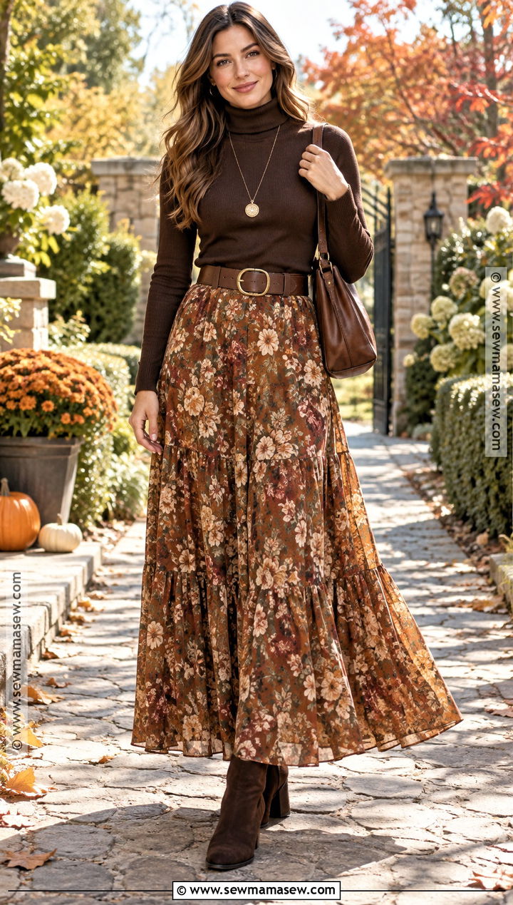 Thanksgiving Maxi Skirt And Sweater With Suede Boots - 20 Thanksgiving Outfit With Boots