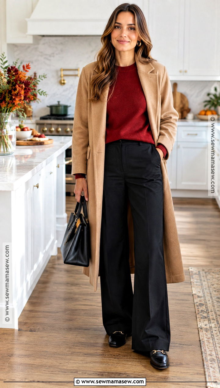 Thanksgiving Outfit With Black Pants And Red Sweater - 20 Thanksgiving Women Outfit Ideas