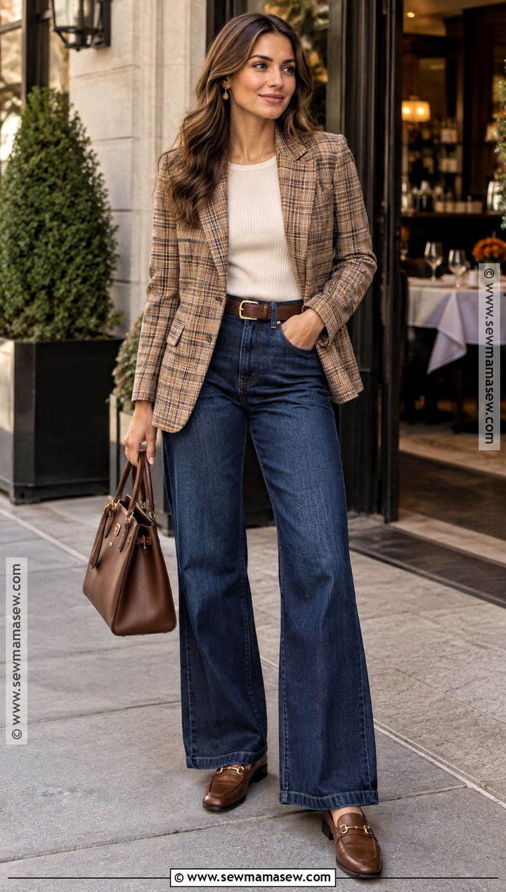 Thanksgiving Outfit With Blazer And Dark Wash Jeans - 20 thanksgiving day outfits
