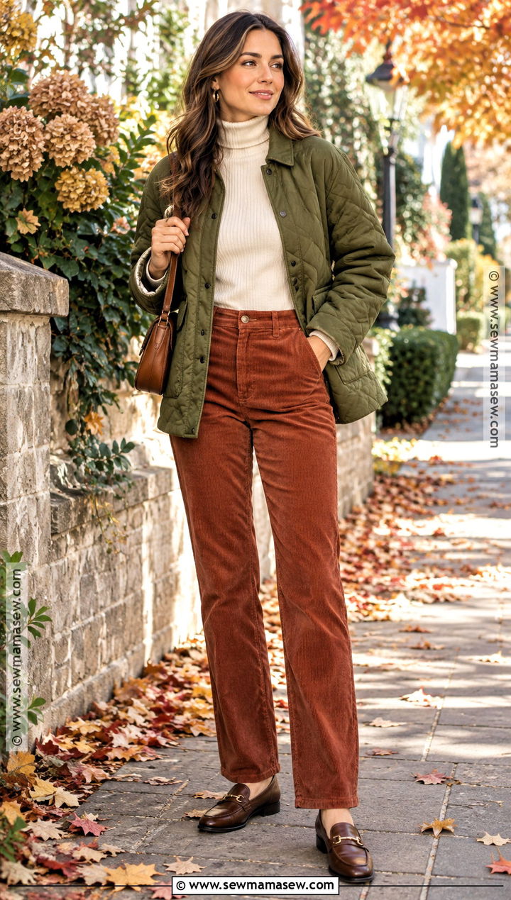 Thanksgiving Outfit With Corduroy Pants And Turtleneck - 20 Easy Thanksgiving Outfits for Women