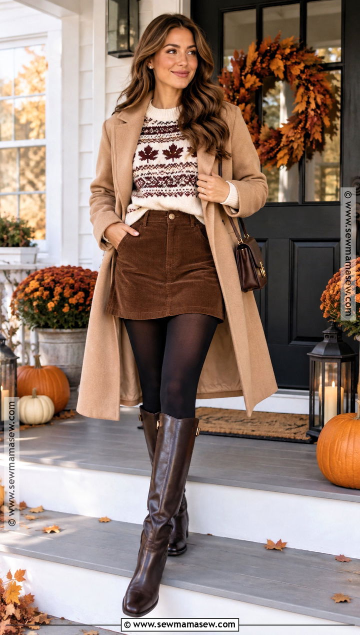 Thanksgiving Outfit With Fair Isle Sweater And Mini Skirt - 20 thanksgiving day outfits