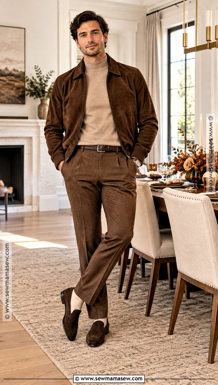 Thanksgiving Outfit With Monochrome Brown Layers - 20 thanksgiving outfits for men