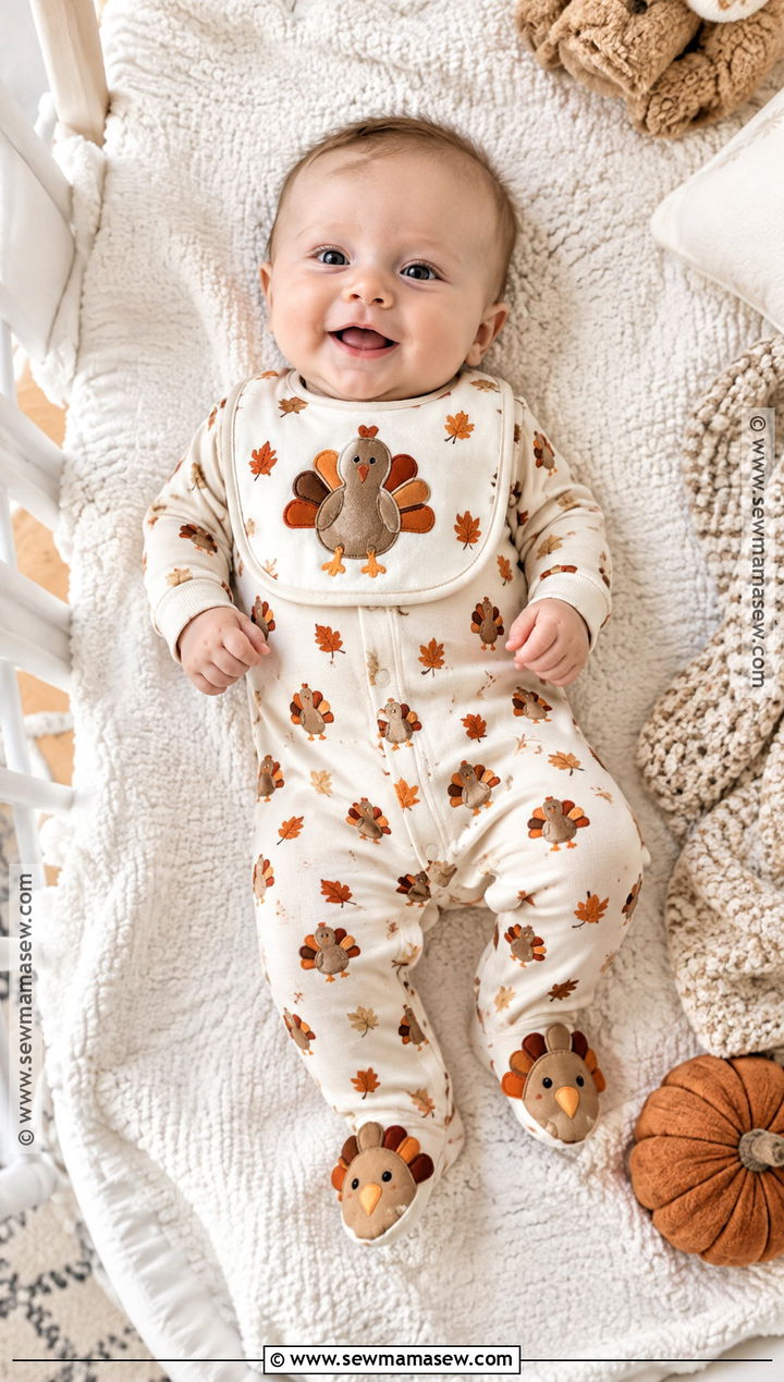 Thanksgiving Pajama Set and Turkey Booties - 15 first thanksgiving outfit ideas for boys