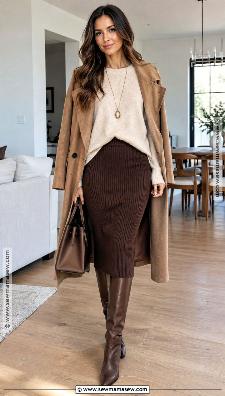 Thanksgiving Pencil Skirt And Oversized Sweater Outfit - 25 thanksgiving outfit skirt ideas