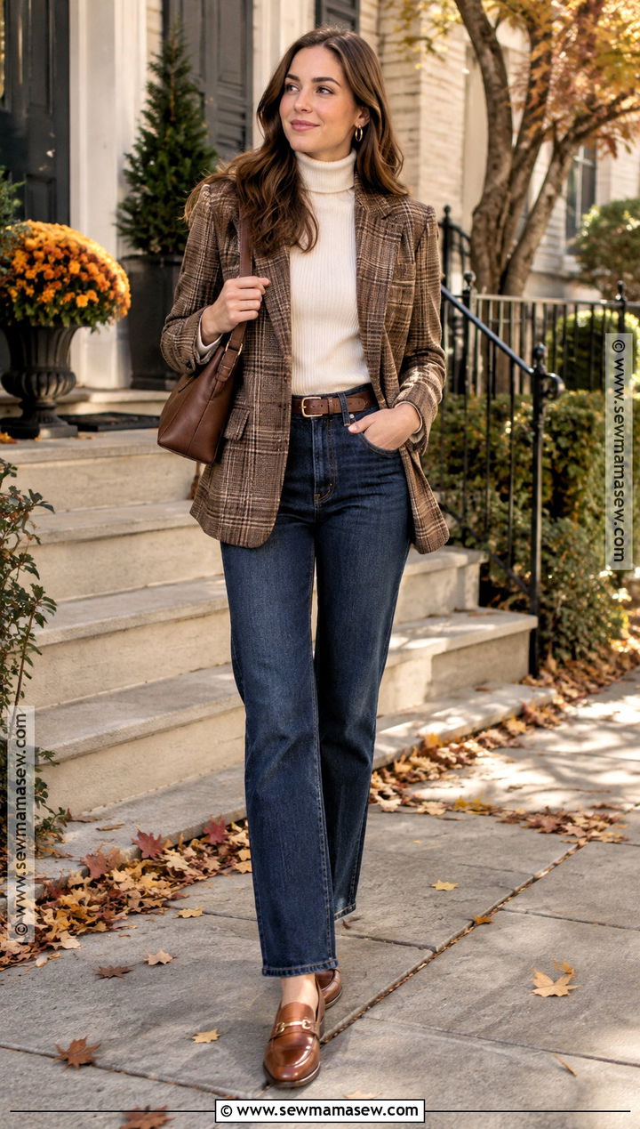 Thanksgiving Plaid Blazer Outfit - 20 Thanksgiving Style Outfits