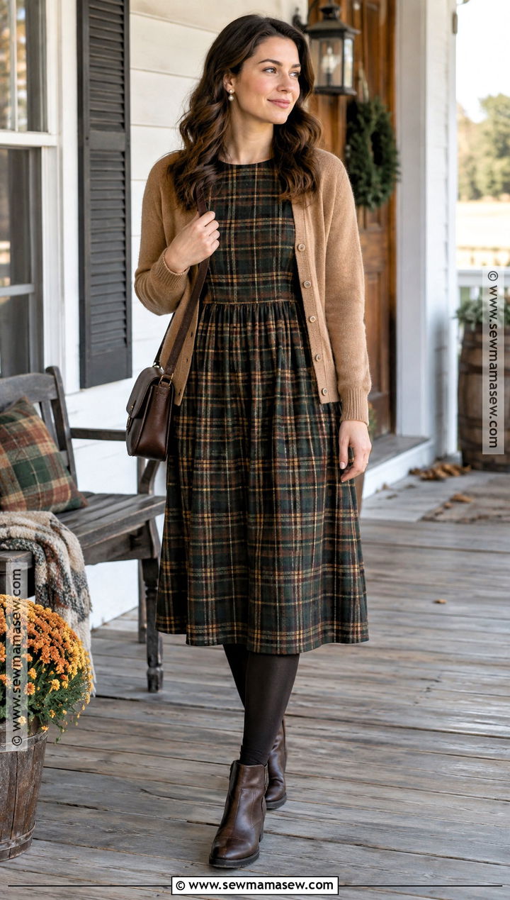 Thanksgiving Plaid Dress With Chelsea Boots - 25 thanksgiving outfit dress ideas