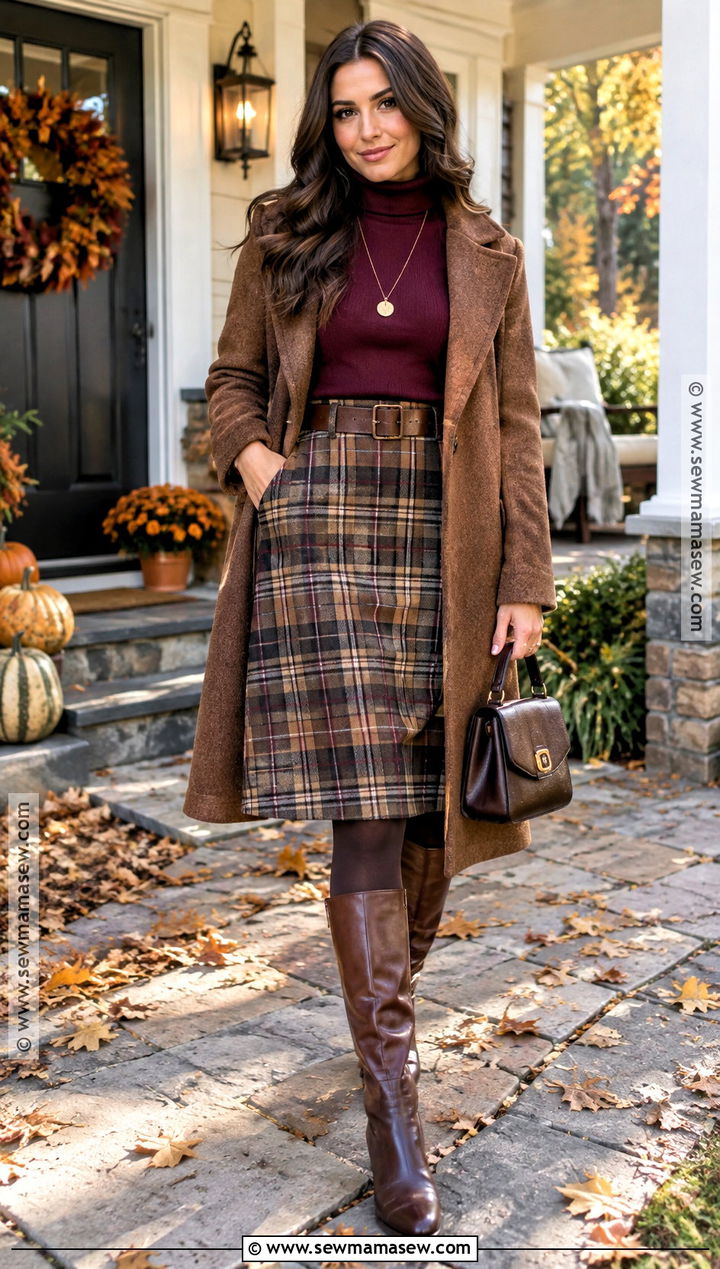Thanksgiving Plaid Midi Skirt Outfit - 20 Thanksgiving Outfit Cold Ideas