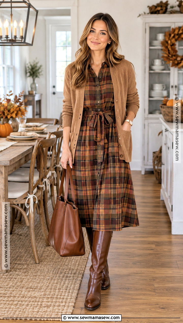 Thanksgiving Plaid Shirt Dress Outfit - 25 thanksgiving dress ideas
