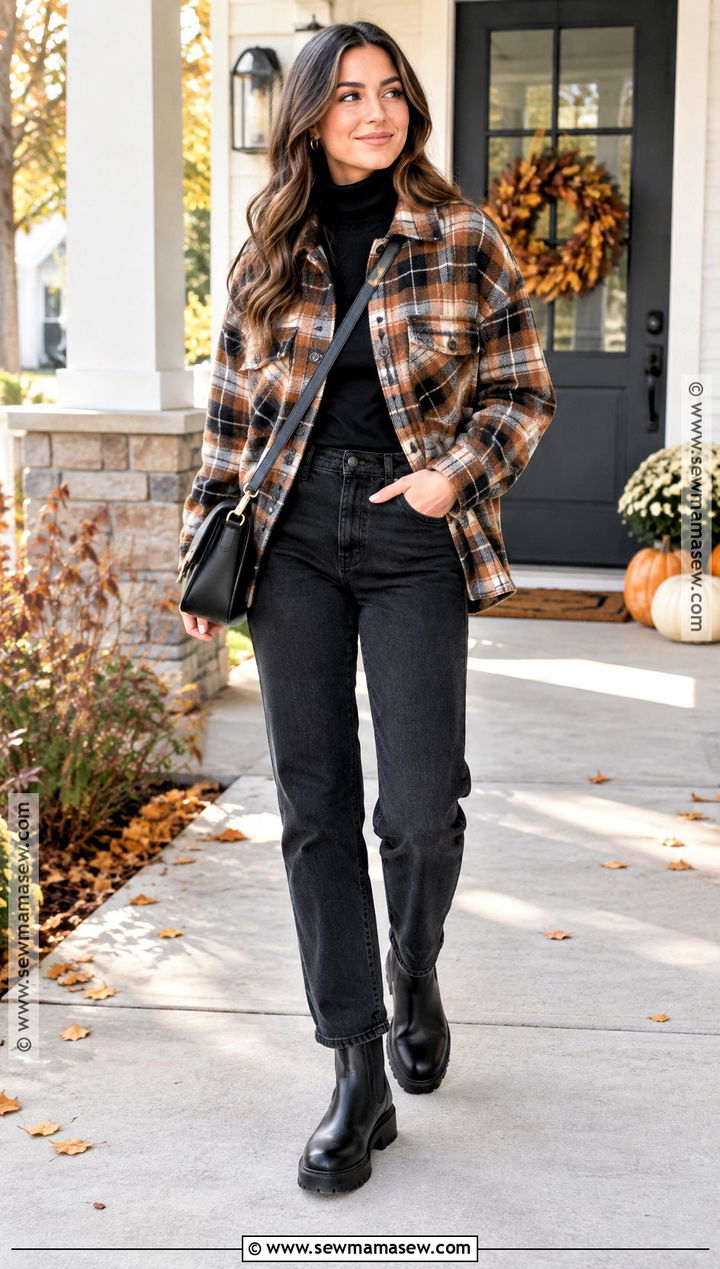 Thanksgiving Shacket And Black Jeans Outfit - 20 thanksgiving fashion ideas