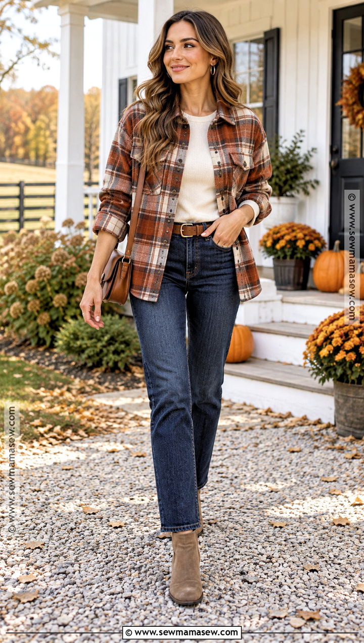 Thanksgiving Shacket And Jeans Outfit - 20 Thanksgiving Dinner Outfit Ideas