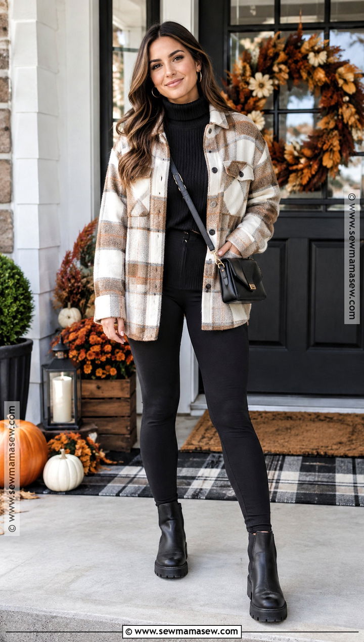 Thanksgiving Shacket And Leggings Outfit - 25 Simple Thanksgiving Outfits