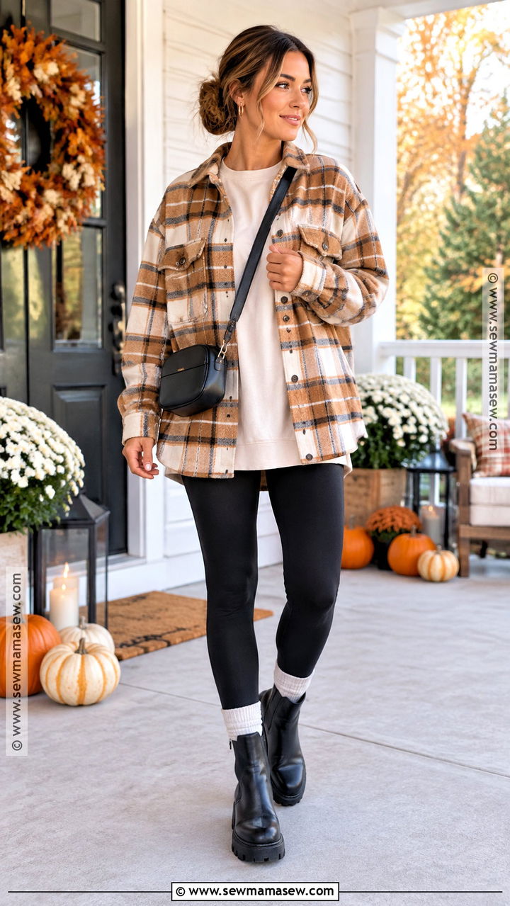 Thanksgiving Shacket And Leggings Outfit - 20 Womens Thanksgiving Outfit Ideas