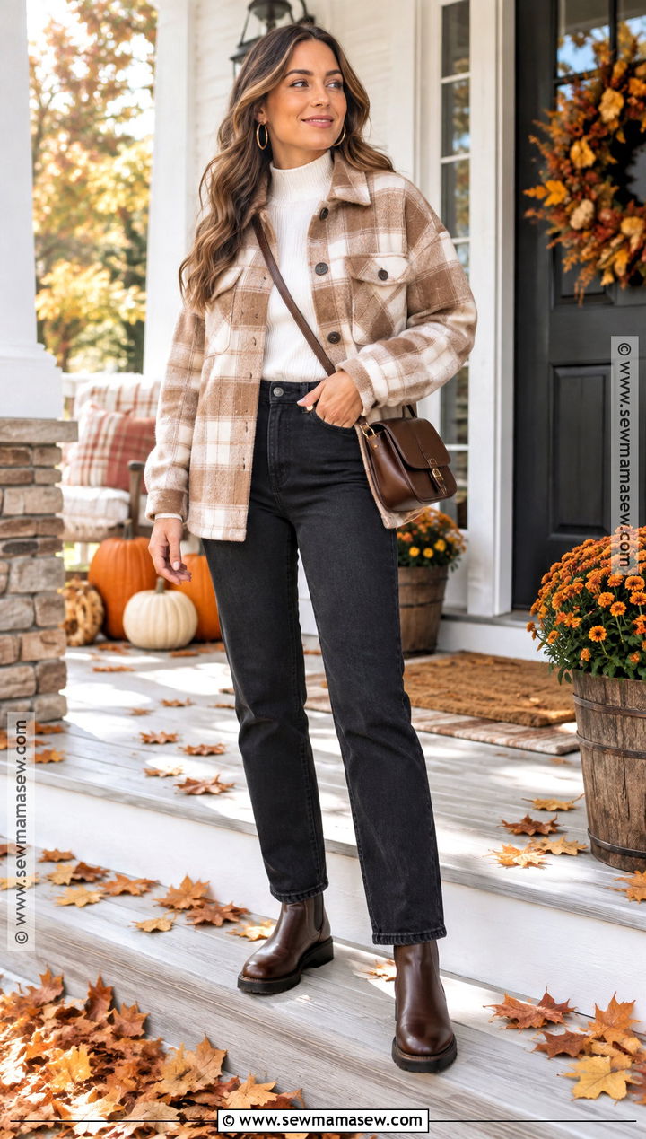 Thanksgiving Shacket and Black Jeans Outfit - 20 Thanksgiving Casual Outfit Ideas for Women