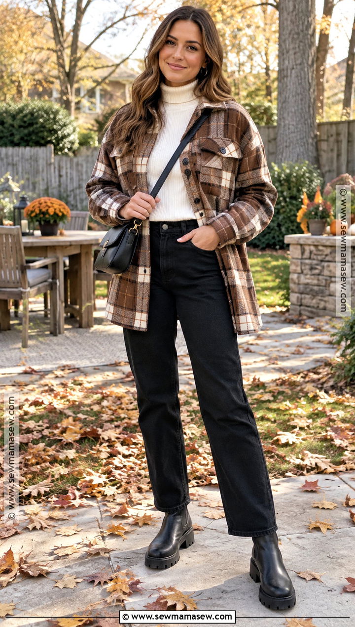 Thanksgiving Shacket and Black Jeans Outfit - 20 Thanksgiving Looks Outfits
